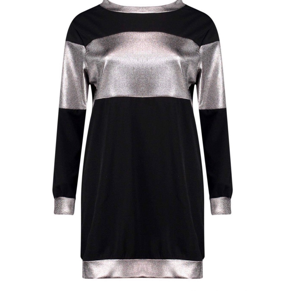 Metallic Stripe Sweat Dress